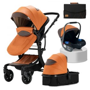 STURDY Pram Travel System 3 in 1 Combi Stroller Buggy Baby Child Pushchair - Beige